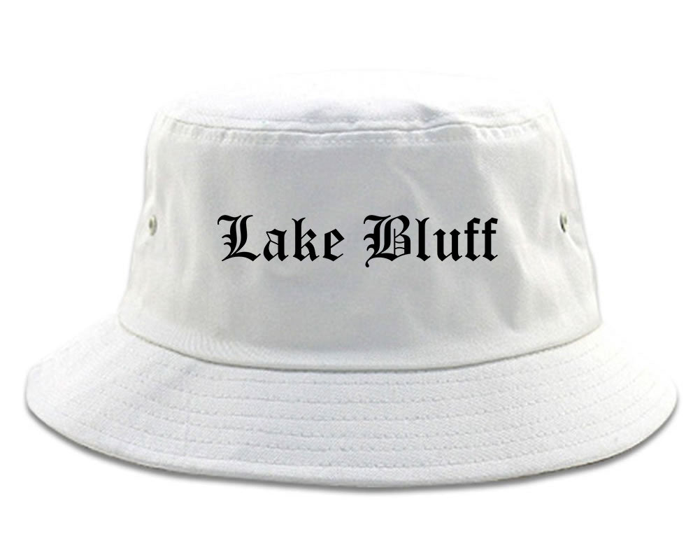 Lake Bluff Illinois IL Old English Mens Bucket Hat White