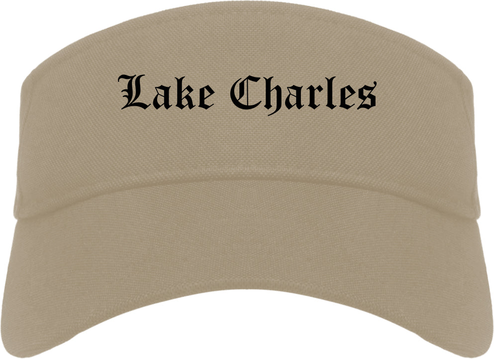 Lake Charles Louisiana LA Old English Mens Visor Cap Hat Khaki