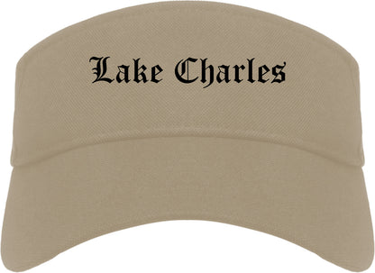 Lake Charles Louisiana LA Old English Mens Visor Cap Hat Khaki