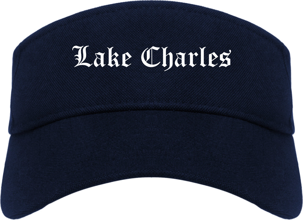 Lake Charles Louisiana LA Old English Mens Visor Cap Hat Navy Blue