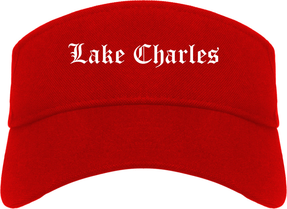 Lake Charles Louisiana LA Old English Mens Visor Cap Hat Red