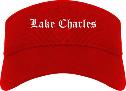 Lake Charles Louisiana LA Old English Mens Visor Cap Hat Red