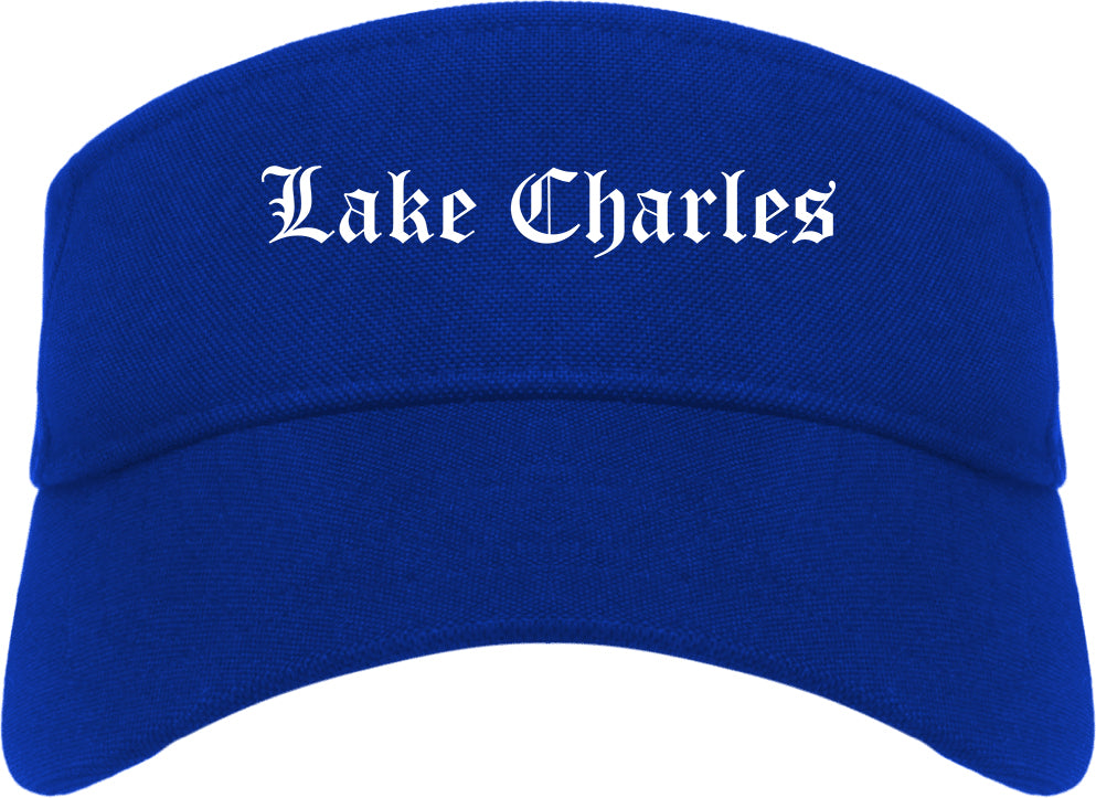 Lake Charles Louisiana LA Old English Mens Visor Cap Hat Royal Blue