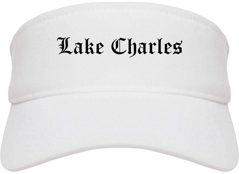 Lake Charles Louisiana LA Old English Mens Visor Cap Hat White