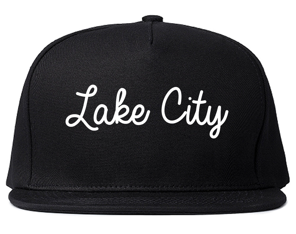 Lake City Florida FL Script Mens Snapback Hat Black