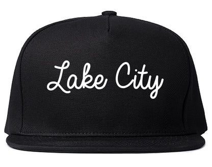 Lake City Florida FL Script Mens Snapback Hat Black