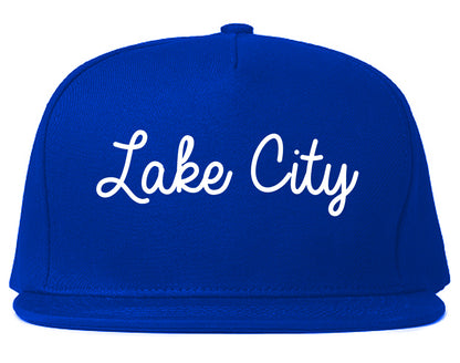 Lake City Florida FL Script Mens Snapback Hat Royal Blue