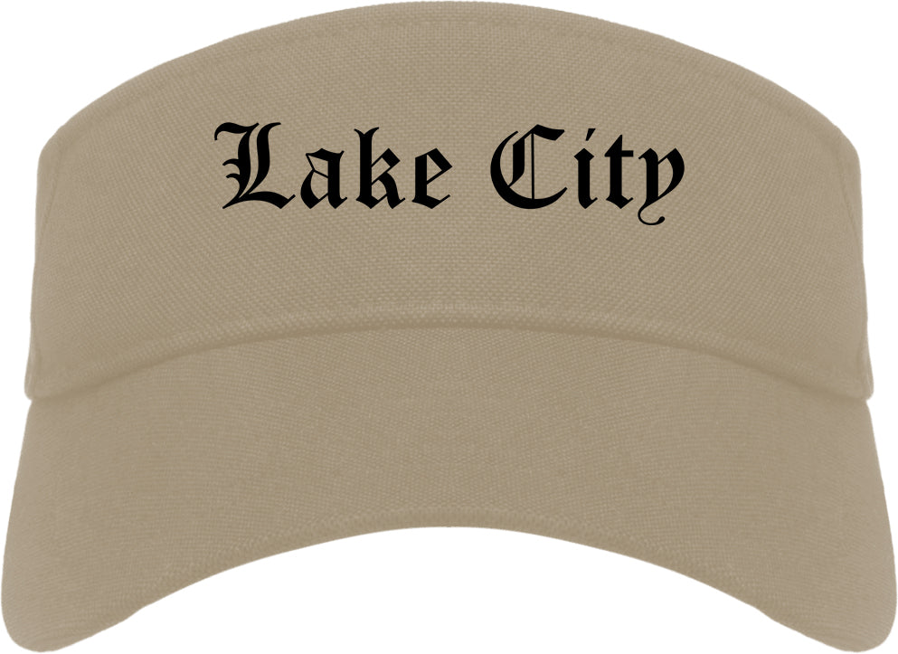 Lake City Florida FL Old English Mens Visor Cap Hat Khaki