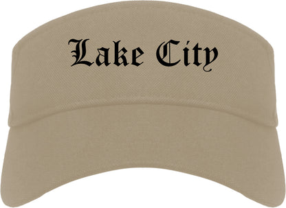 Lake City Florida FL Old English Mens Visor Cap Hat Khaki
