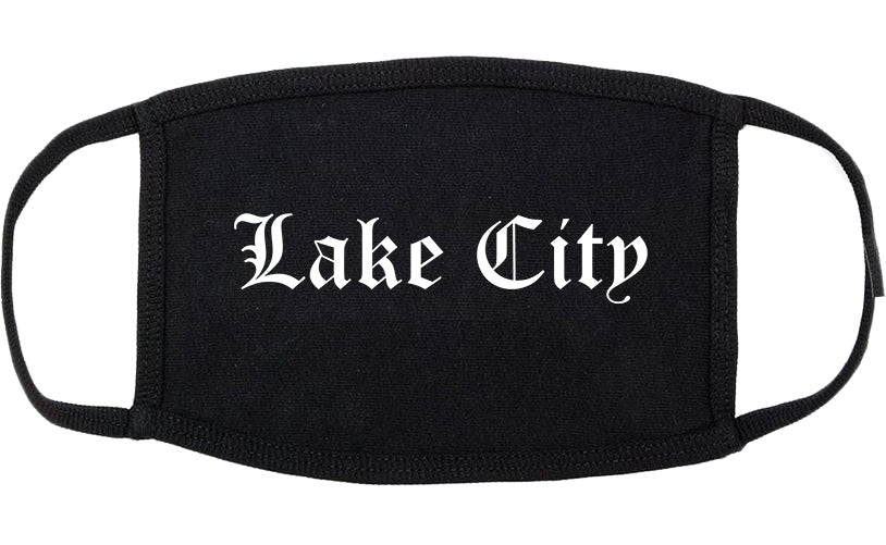 Lake City Minnesota MN Old English Cotton Face Mask Black