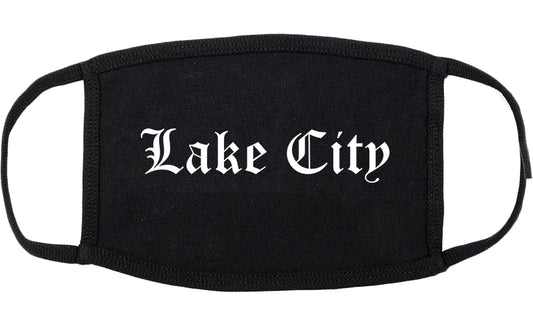 Lake City Minnesota MN Old English Cotton Face Mask Black