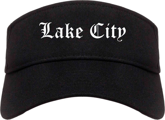 Lake City Minnesota MN Old English Mens Visor Cap Hat Black