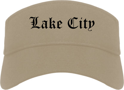 Lake City Minnesota MN Old English Mens Visor Cap Hat Khaki