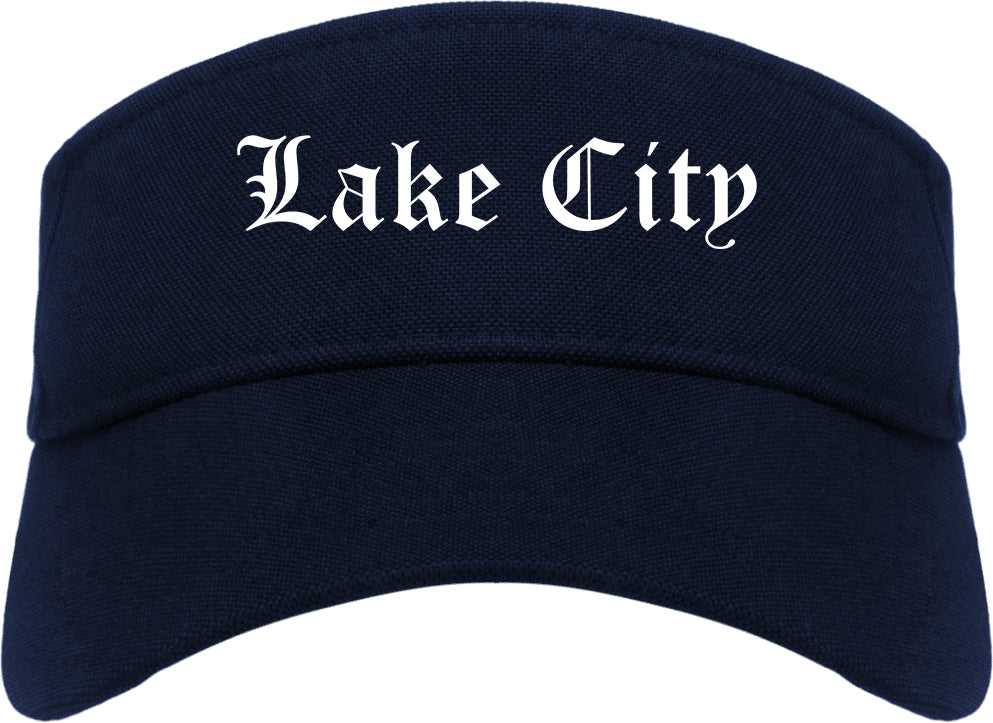 Lake City Minnesota MN Old English Mens Visor Cap Hat Navy Blue
