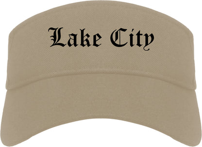 Lake City South Carolina SC Old English Mens Visor Cap Hat Khaki