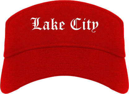 Lake City South Carolina SC Old English Mens Visor Cap Hat Red