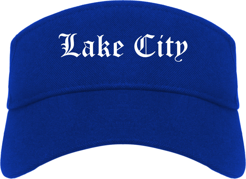 Lake City South Carolina SC Old English Mens Visor Cap Hat Royal Blue