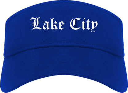 Lake City South Carolina SC Old English Mens Visor Cap Hat Royal Blue