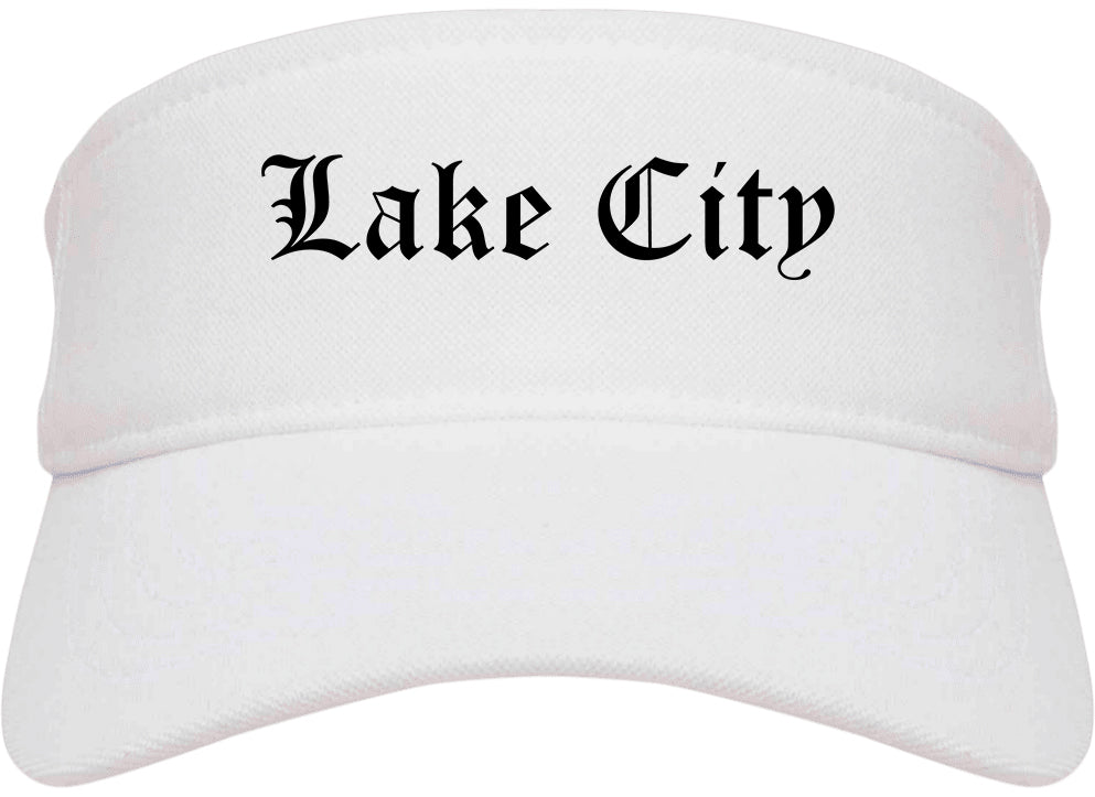 Lake City South Carolina SC Old English Mens Visor Cap Hat White