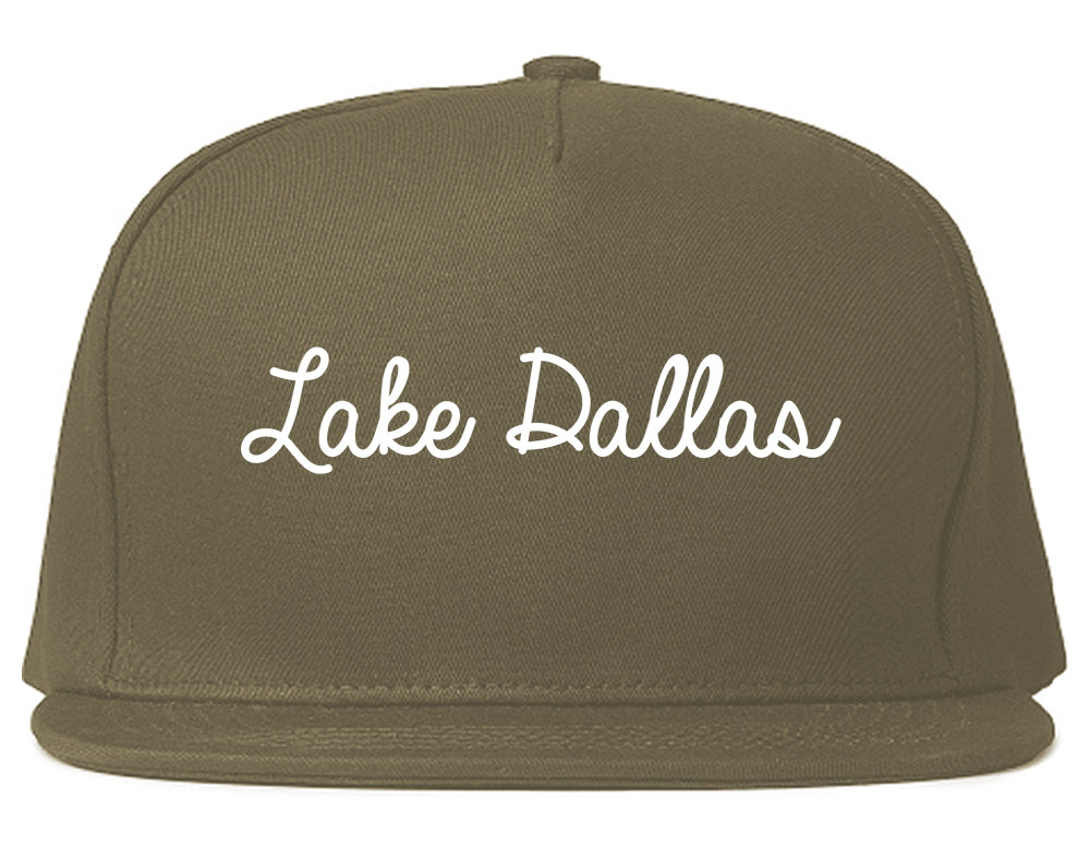 Lake Dallas Texas TX Script Mens Snapback Hat Grey