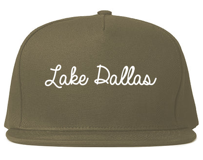 Lake Dallas Texas TX Script Mens Snapback Hat Grey