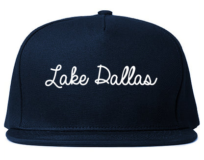 Lake Dallas Texas TX Script Mens Snapback Hat Navy Blue