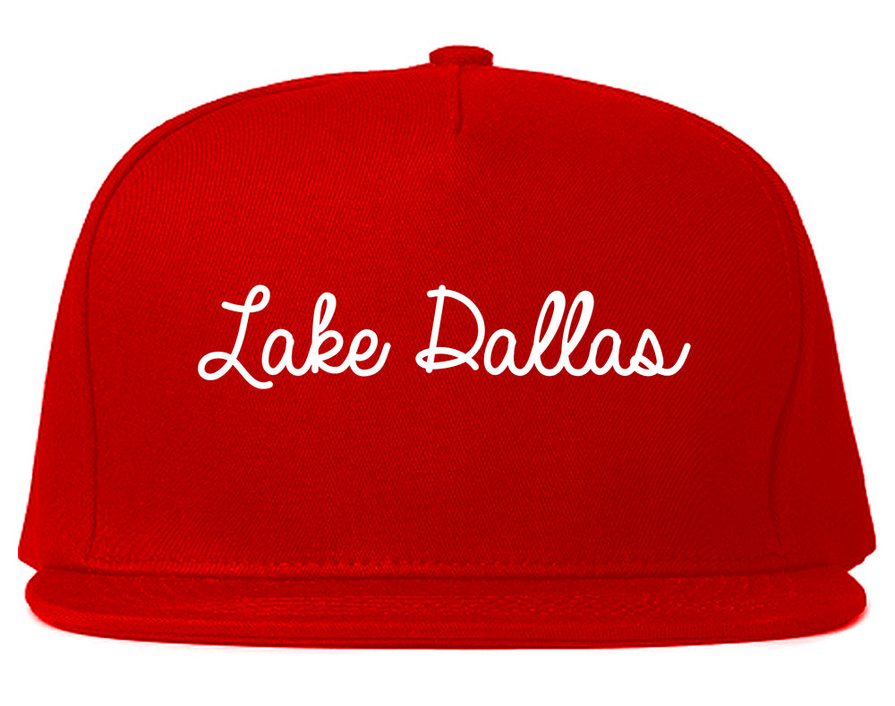 Lake Dallas Texas TX Script Mens Snapback Hat Red