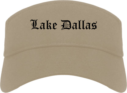 Lake Dallas Texas TX Old English Mens Visor Cap Hat Khaki