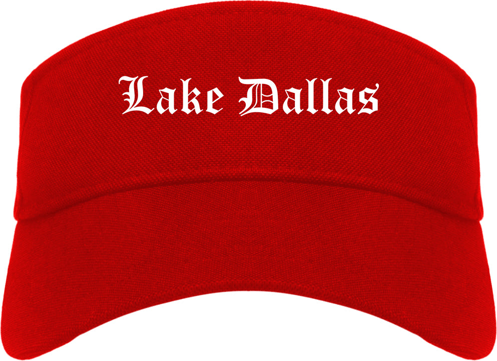 Lake Dallas Texas TX Old English Mens Visor Cap Hat Red
