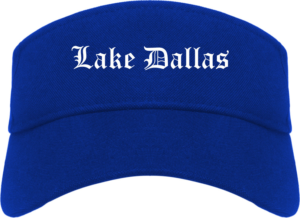 Lake Dallas Texas TX Old English Mens Visor Cap Hat Royal Blue