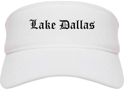 Lake Dallas Texas TX Old English Mens Visor Cap Hat White