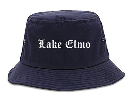 Lake Elmo Minnesota MN Old English Mens Bucket Hat Navy Blue