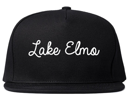 Lake Elmo Minnesota MN Script Mens Snapback Hat Black