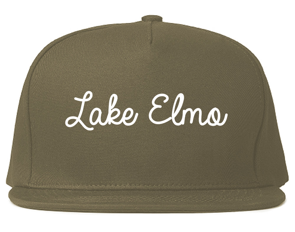 Lake Elmo Minnesota MN Script Mens Snapback Hat Grey