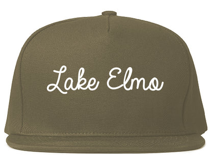 Lake Elmo Minnesota MN Script Mens Snapback Hat Grey