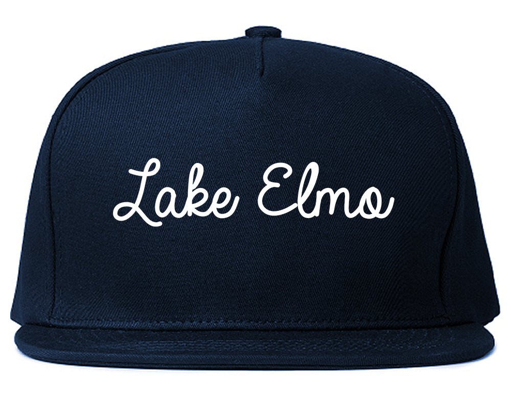 Lake Elmo Minnesota MN Script Mens Snapback Hat Navy Blue