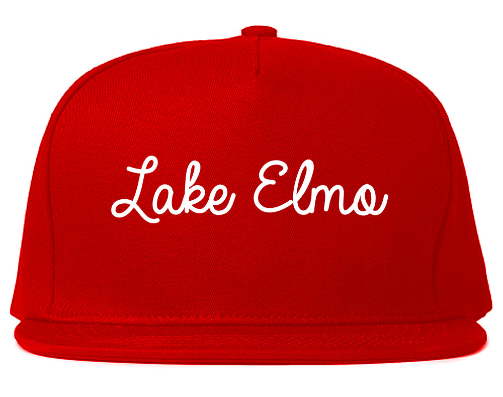 Lake Elmo Minnesota MN Script Mens Snapback Hat Red