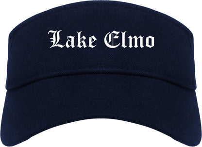 Lake Elmo Minnesota MN Old English Mens Visor Cap Hat Navy Blue