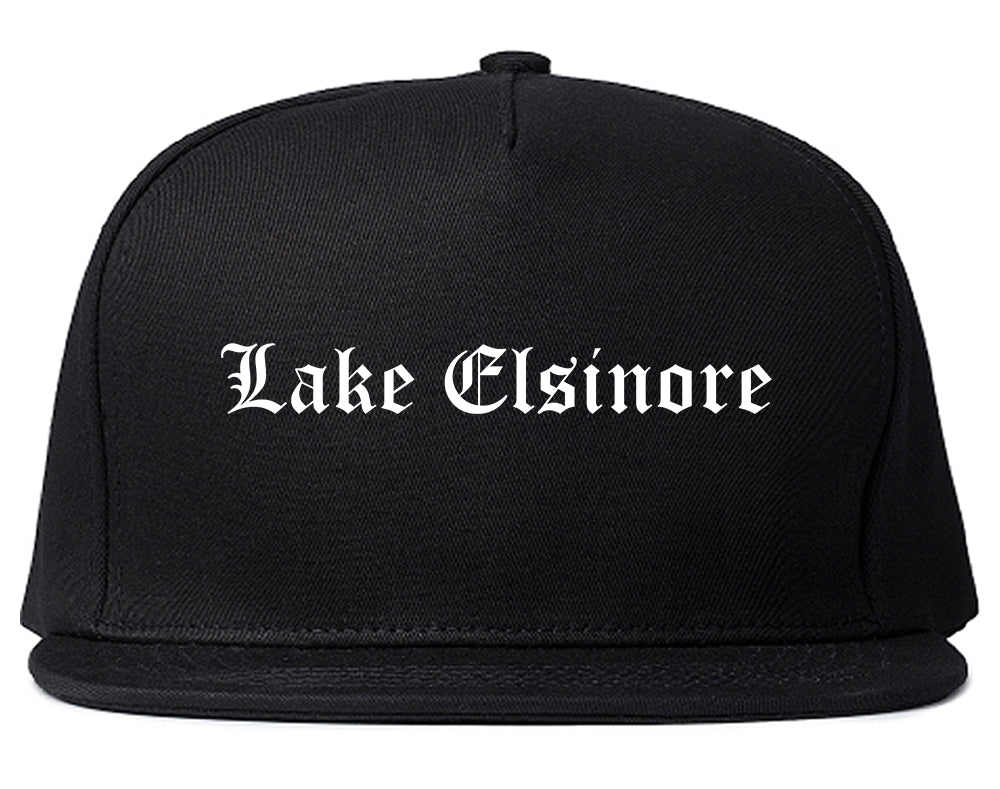 Lake Elsinore California CA Old English Mens Snapback Hat Black