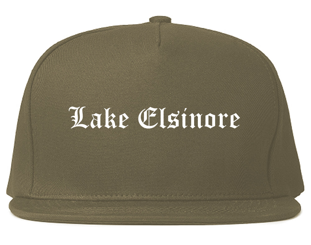 Lake Elsinore California CA Old English Mens Snapback Hat Grey