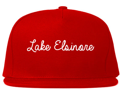 Lake Elsinore California CA Script Mens Snapback Hat Red
