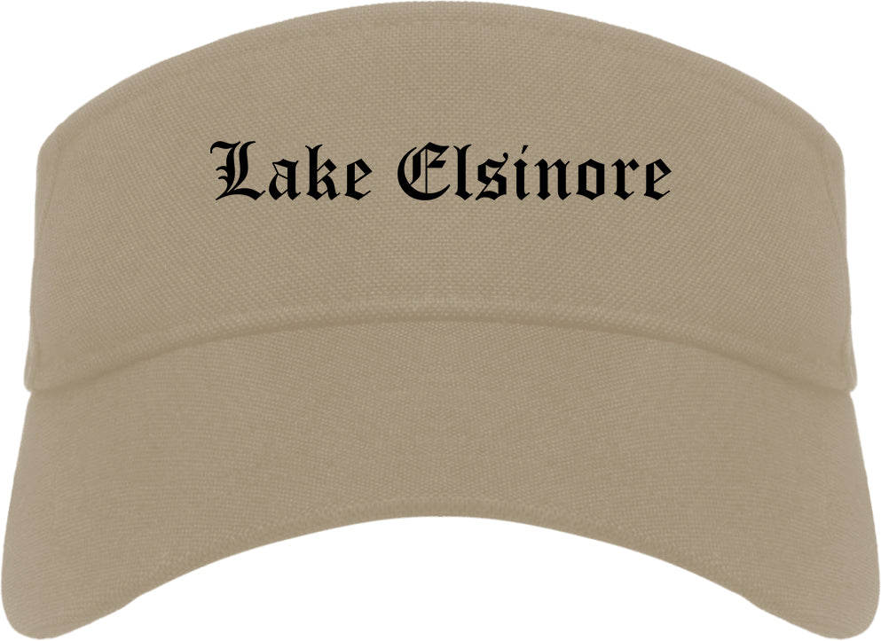 Lake Elsinore California CA Old English Mens Visor Cap Hat Khaki
