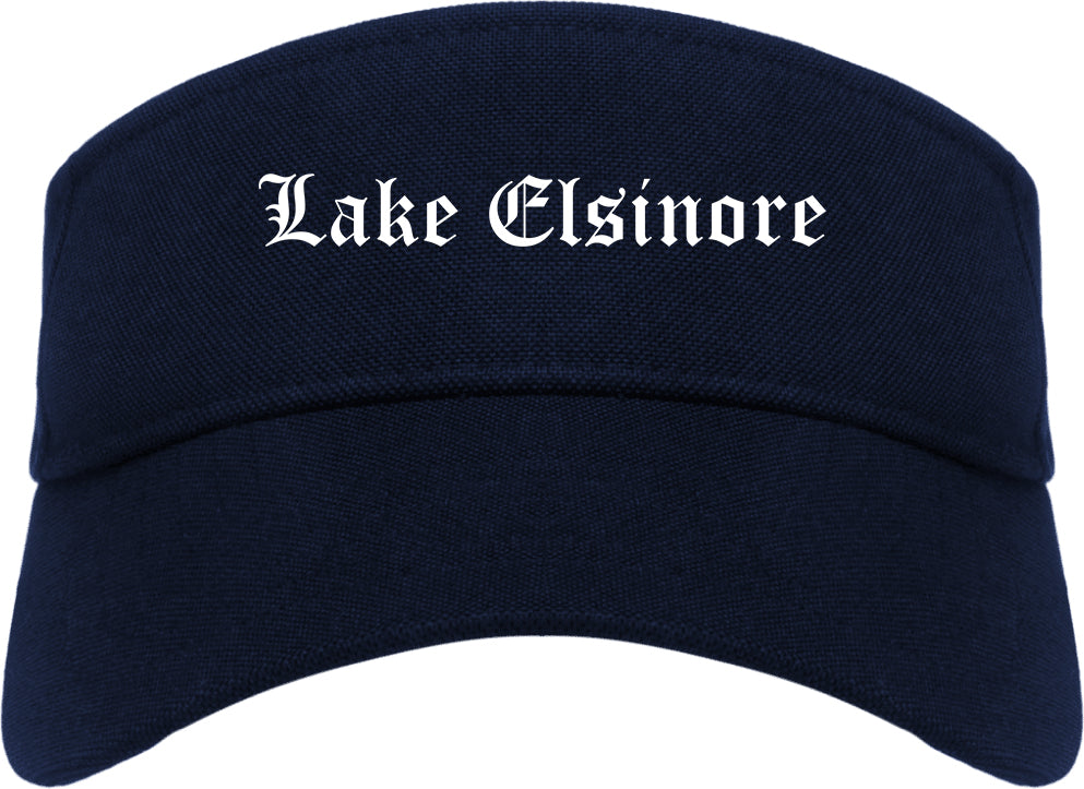 Lake Elsinore California CA Old English Mens Visor Cap Hat Navy Blue