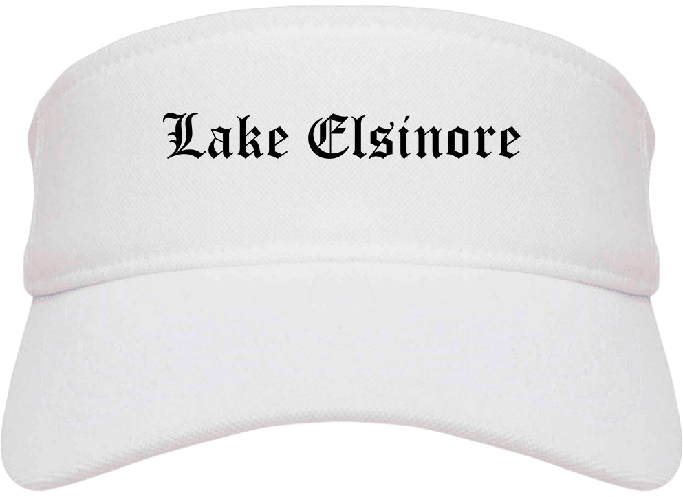 Lake Elsinore California CA Old English Mens Visor Cap Hat White