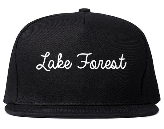 Lake Forest California CA Script Mens Snapback Hat Black