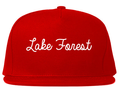 Lake Forest California CA Script Mens Snapback Hat Red