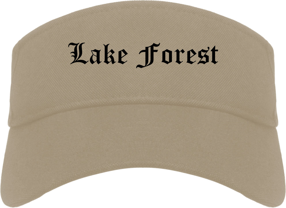 Lake Forest California CA Old English Mens Visor Cap Hat Khaki