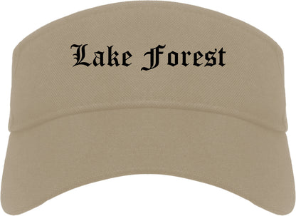 Lake Forest California CA Old English Mens Visor Cap Hat Khaki