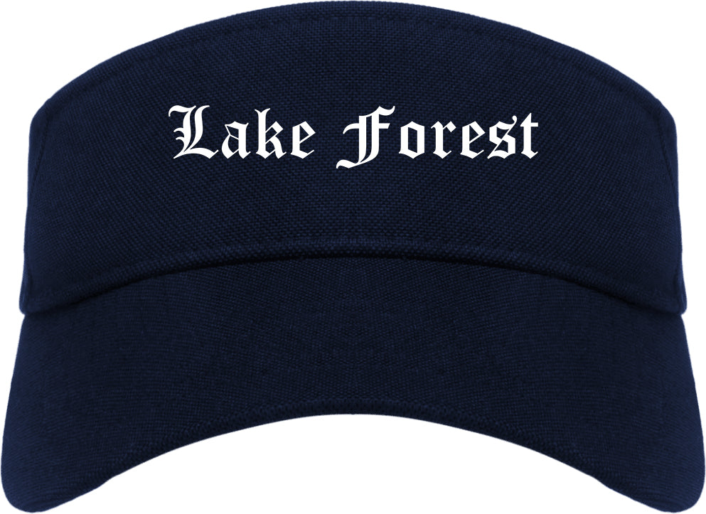 Lake Forest California CA Old English Mens Visor Cap Hat Navy Blue