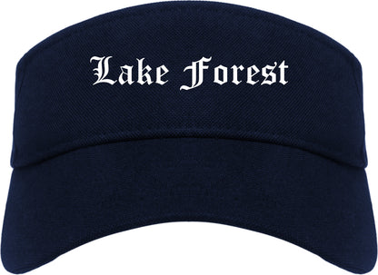 Lake Forest California CA Old English Mens Visor Cap Hat Navy Blue